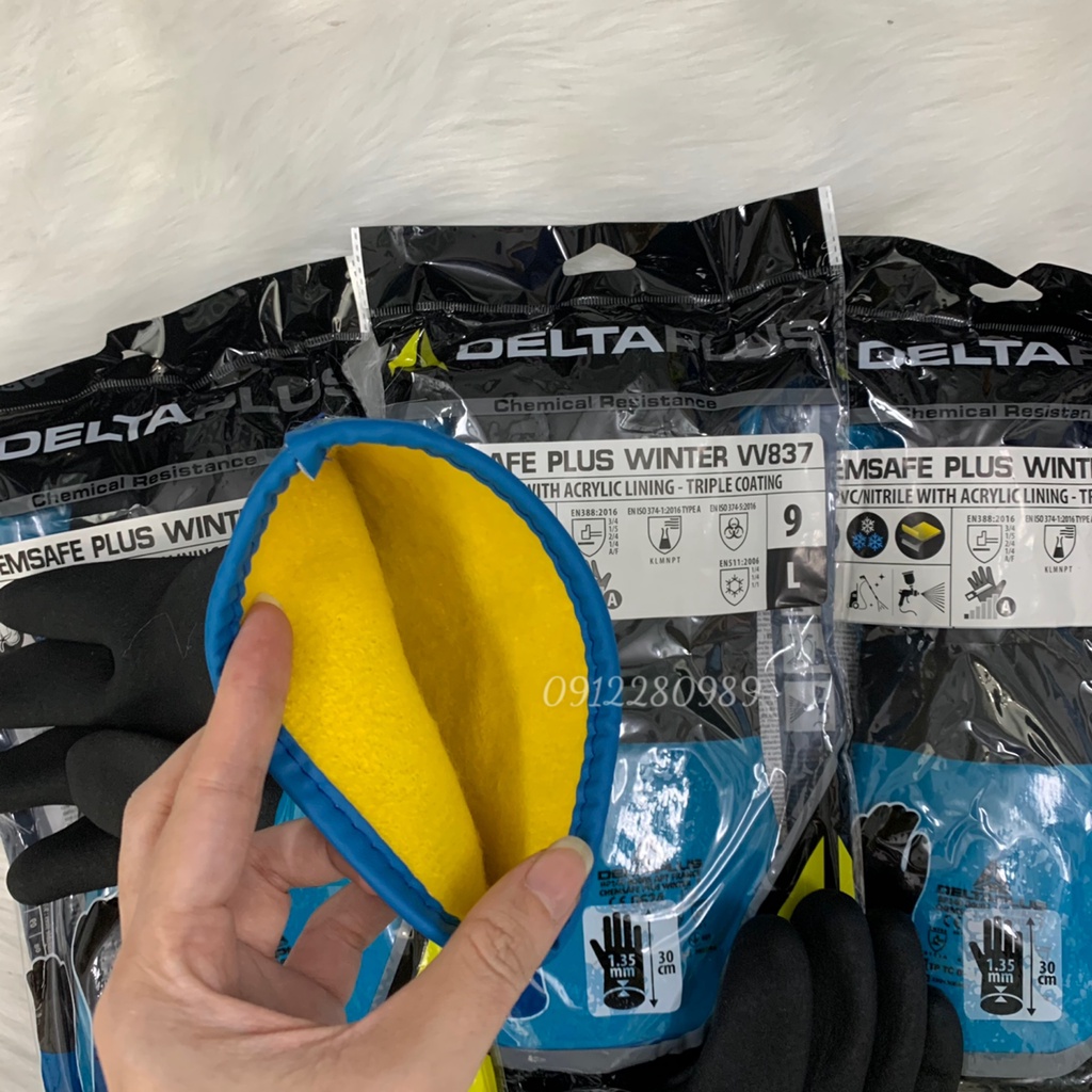 Găng tay kho đông lạnh Deltaplus VV837 chịu được âm 40 độ hàng nhập khẩu Pháp _ Hình chụp thật