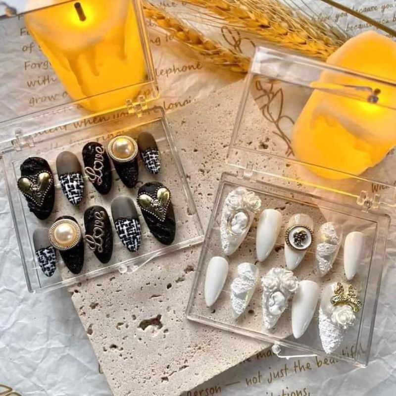 Set charm hoa hồng mix 2 màu 2 size 6mm 8mm