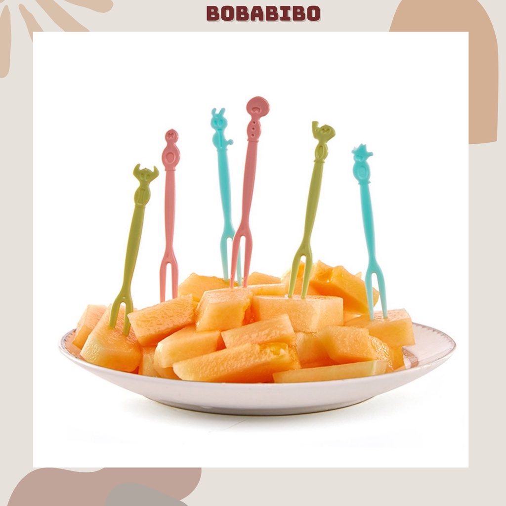 Hộp 50 Dĩa Nhựa Ăn Hoa Quả, Cắm Thức Ăn Màu Sắc Dễ Thương, Rĩa Nhựa Ăn Hoa Qủa An Toàn Dùng Một Lần Bobabibo