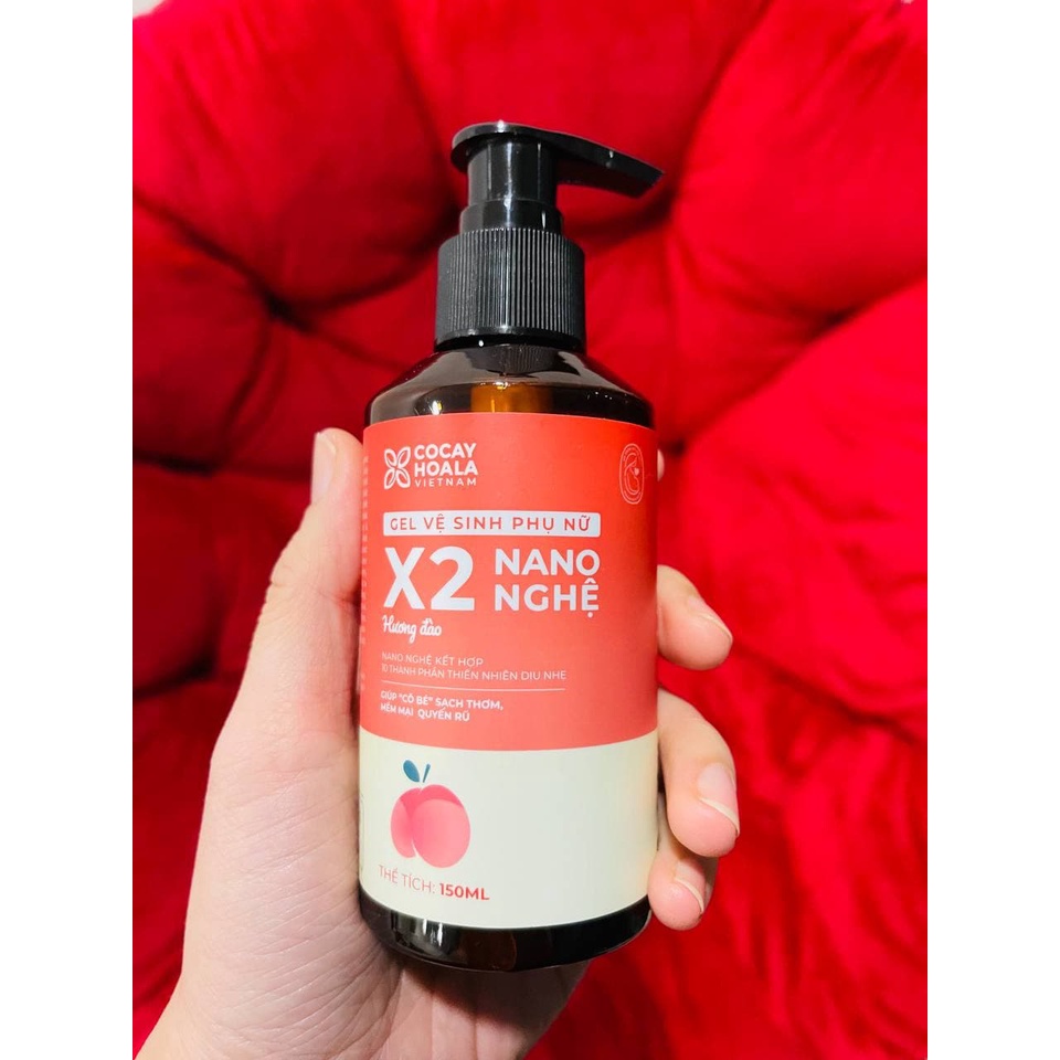 Dung Dịch Vệ Sinh Phụ Nữ Hồng Mịn Se Khít Gel X2 Nano Nghệ Cocayhoala 150ml