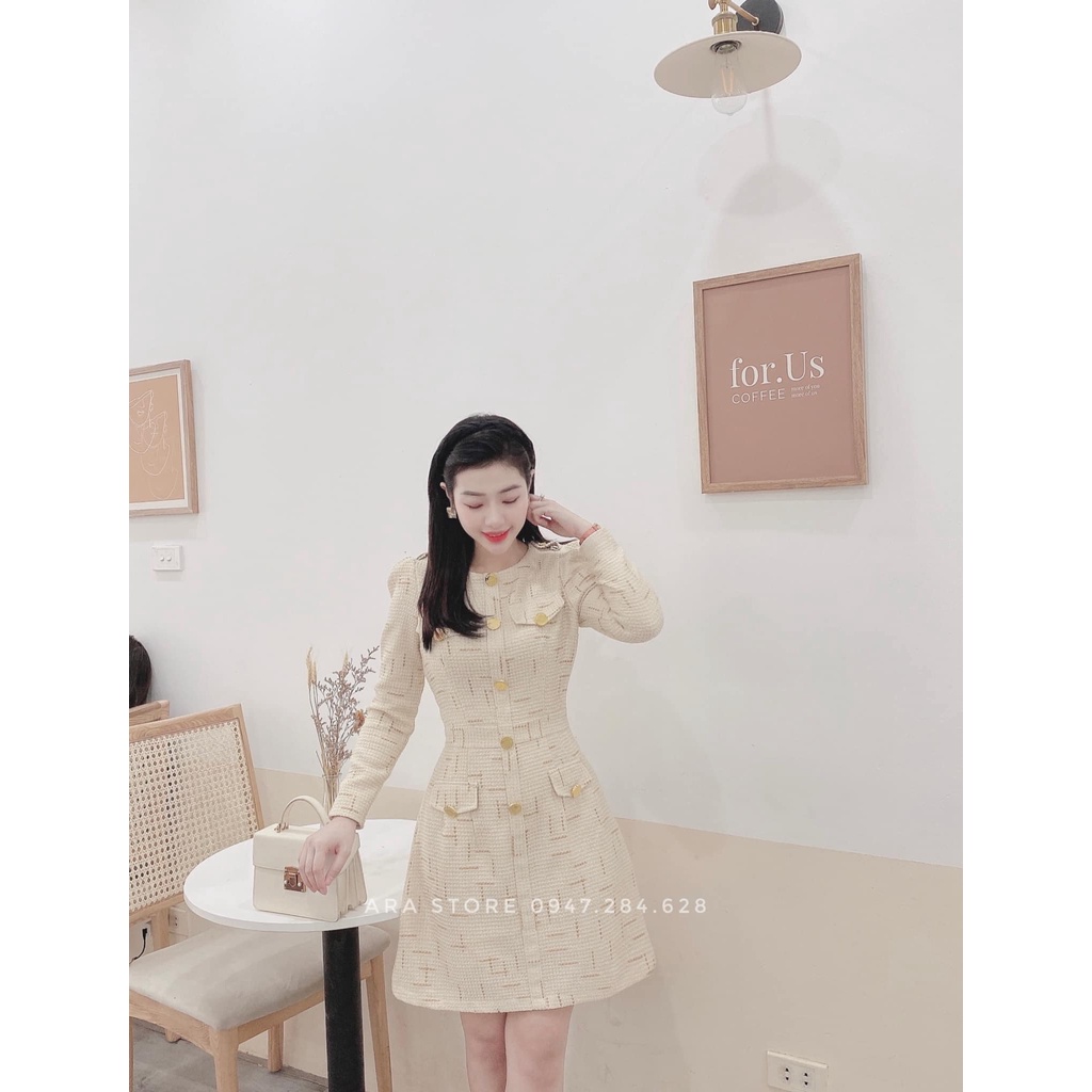 Váy dạ Tweet cúc bọc cao cấp thời trang sang trọng Ara Store V5 | BigBuy360 - bigbuy360.vn