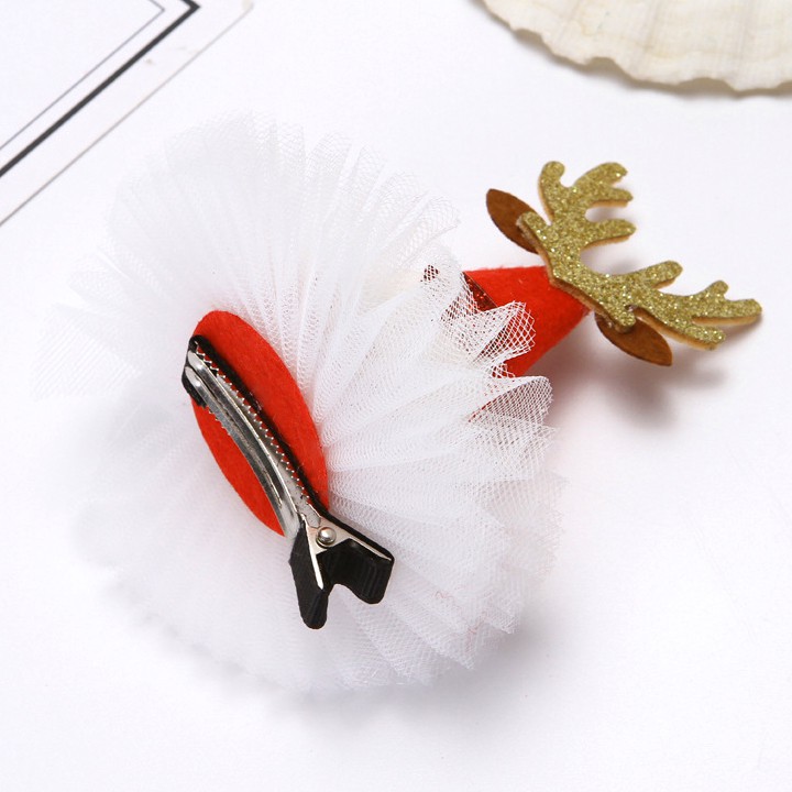 Kẹp tóc hình nón ông già Noel bằng vải vài sequin nhiều họa tiết xinh xắn ngộ nghĩnh BBShine (1pc) – P133