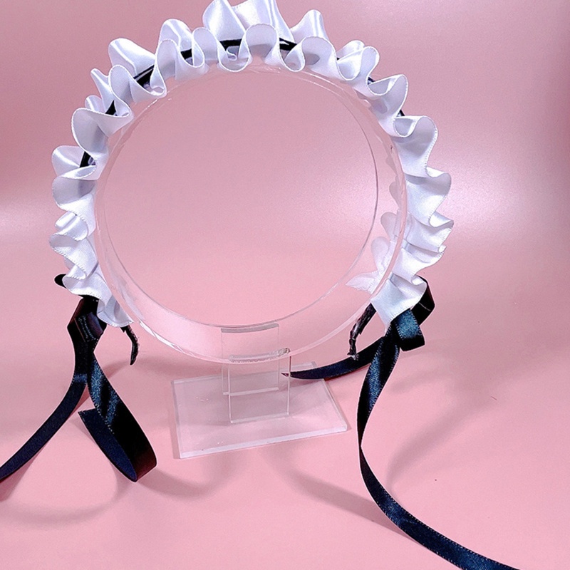 Băng Đô Cài Tóc Hình Nơ Phối Ren Phong Cách Lolita Dễ Thương Cho Bé Gái