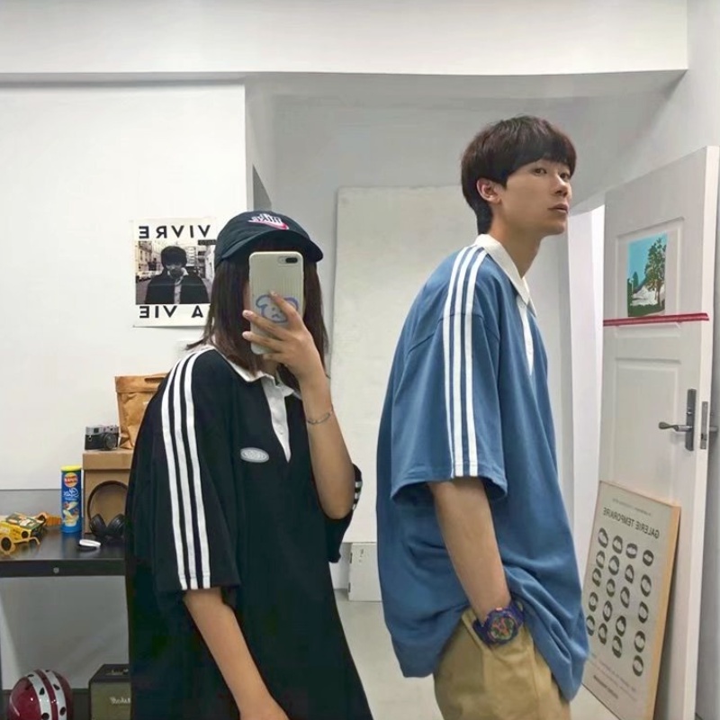 Áo Polo Tay Ngắn Dáng Rộng Họa Tiết Kẻ Sọc Kiểu Hàn Quốc Mùa Hè Năng Động Hợp Thời Trang Cho Nam | BigBuy360 - bigbuy360.vn