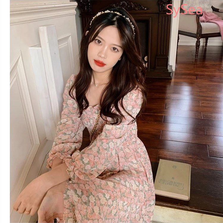 Đầm Tay Dài Chất Chiffon Hoạ Tiết Hoa Thiết Kế Thanh Lịch | BigBuy360 - bigbuy360.vn