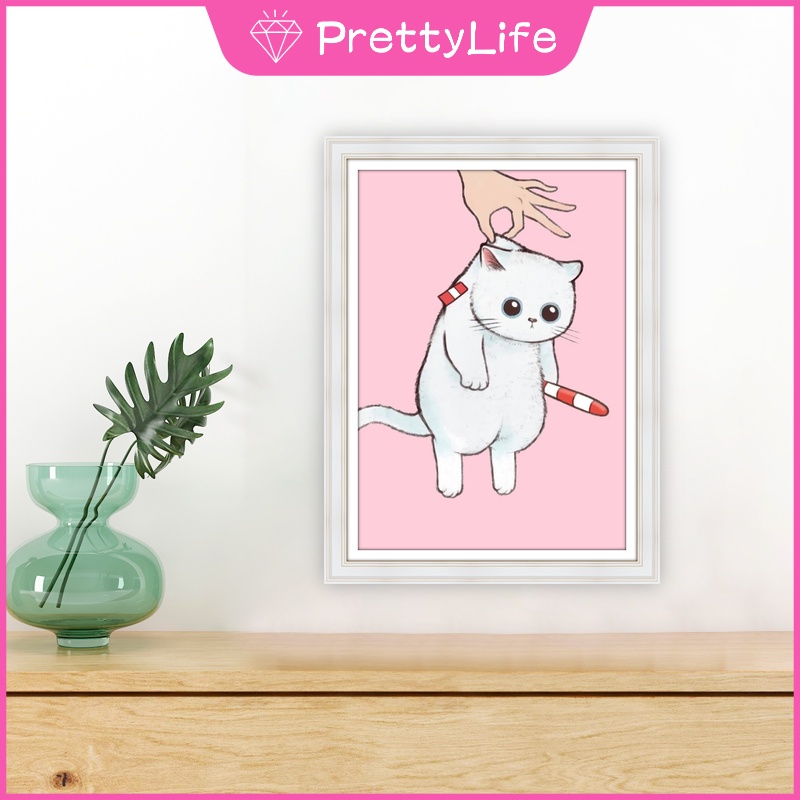 Tranh đính đá 5D tự làm hình mèo con 30x40cm/40x50cm