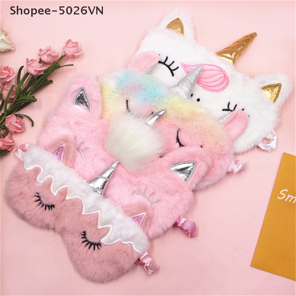 Miếng Bịt Mắt Ngủ Hình Kỳ Lân 3D Bằng Lông Nhung Dễ Thương Xinh Xắn