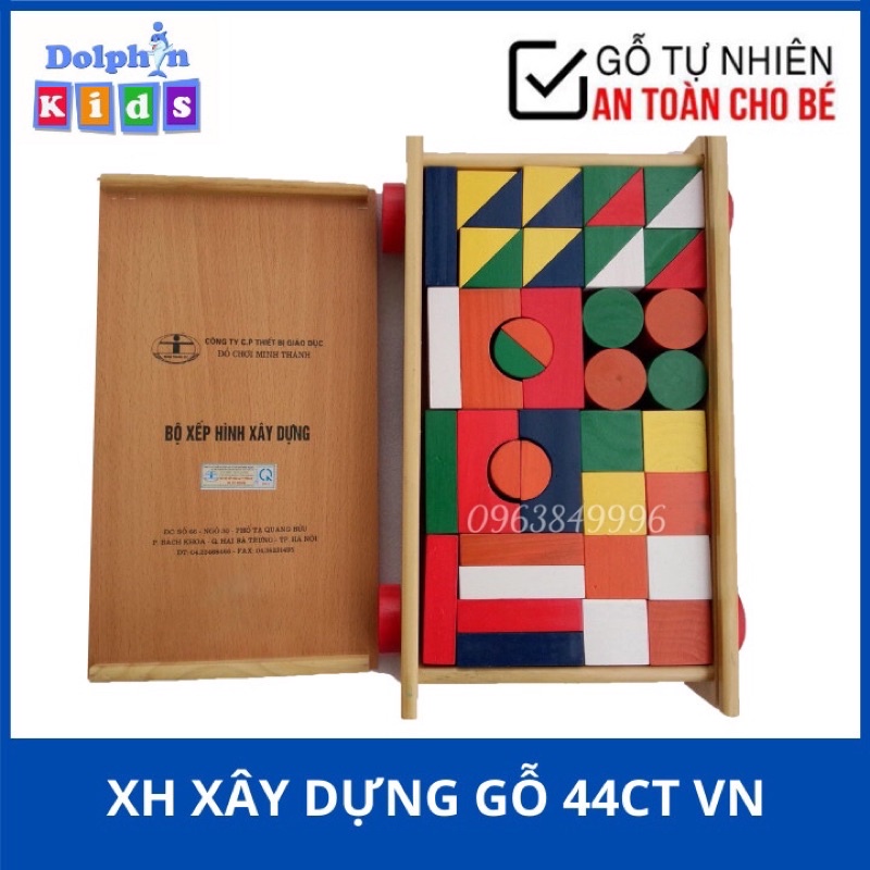 🐳🐳 Bộ Đồ Chơi Xếp Hình Xây Dựng Bằng Gỗ 44 Chi Tiết Trên Xe Cho Bé🌹- Đồ Chơi Gỗ Thông Minh