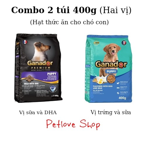 Combo Ganador Puppy túi 400g, hai vị cho chó con