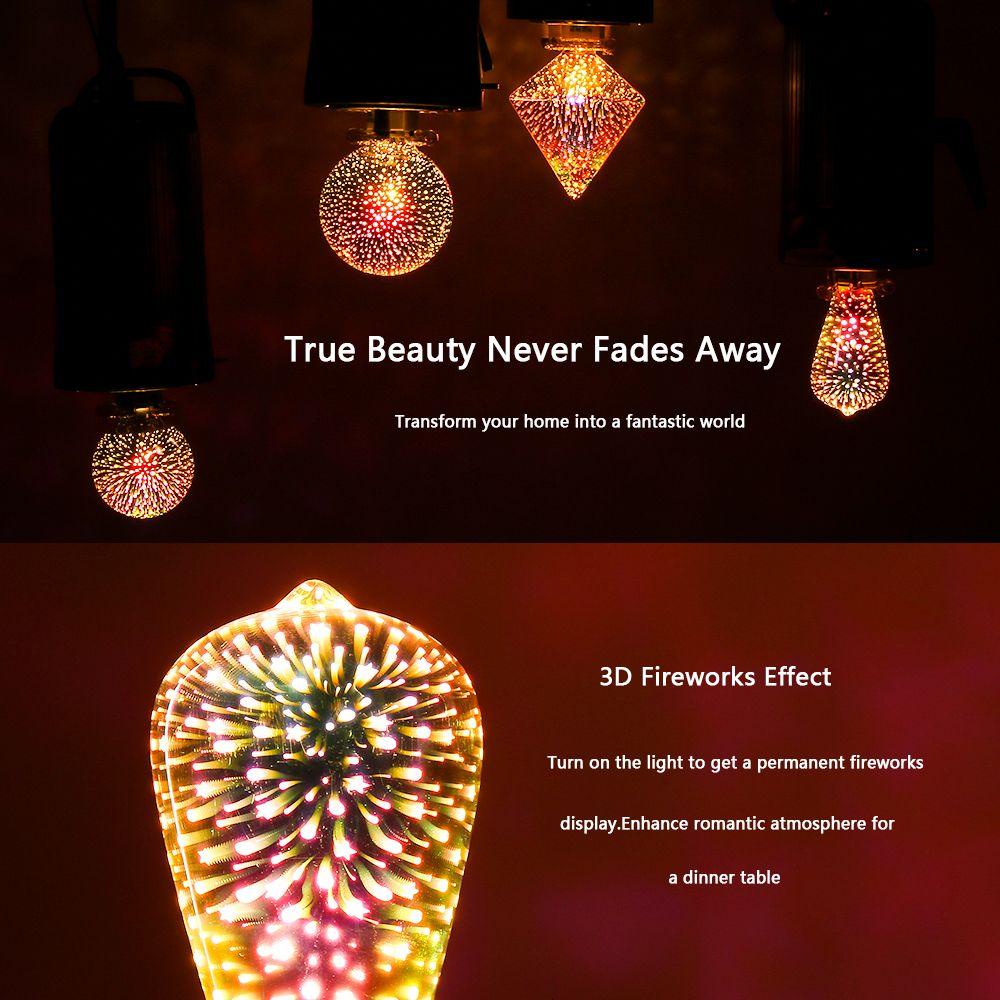 Chuôi Bóng Đèn E27 Pháo Hoa 3D Nhiều Màu Sắc Trang Trí Nhà Cửa