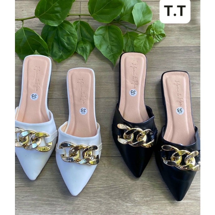 Dép Sục Bệt Dây Xích Nữ Mũi Nhọn Cao 3 Phân (ảnh chụp thật)