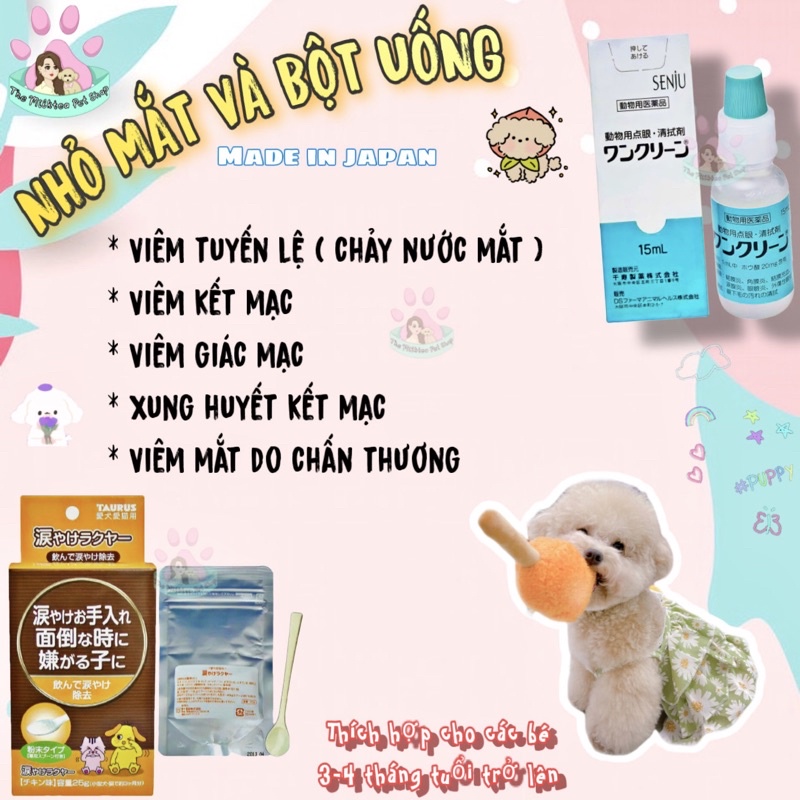 Combo giảm tuyến lệ, nước mắt ố lông - tặng kèm bộ dụng cụ pha bột uống( 1H bột uống Taurus và 1C nhỏ mắt Senju)