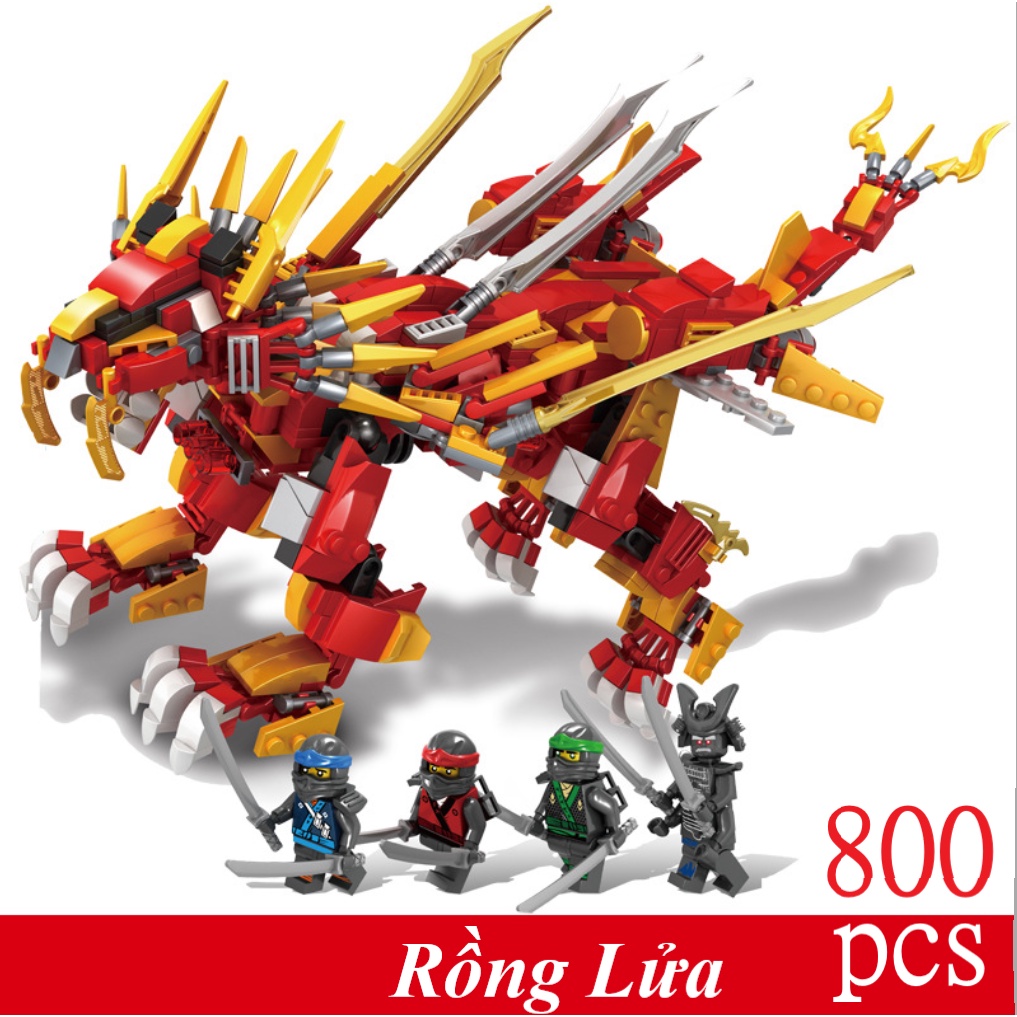 [800 Chi Tiết] Bộ Đồ Chơi Xếp Hình Lego Ninja Rồng Cho Bé ninjago, Lego Dragon