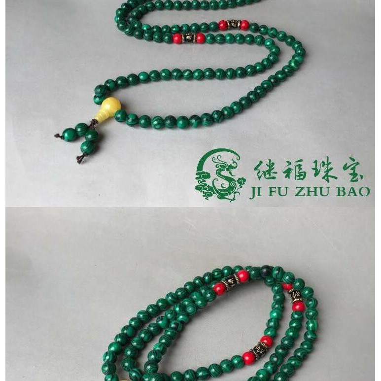 (promo) Chuỗi Hạt Đá Malachite Màu Xanh Lá 8mm 108