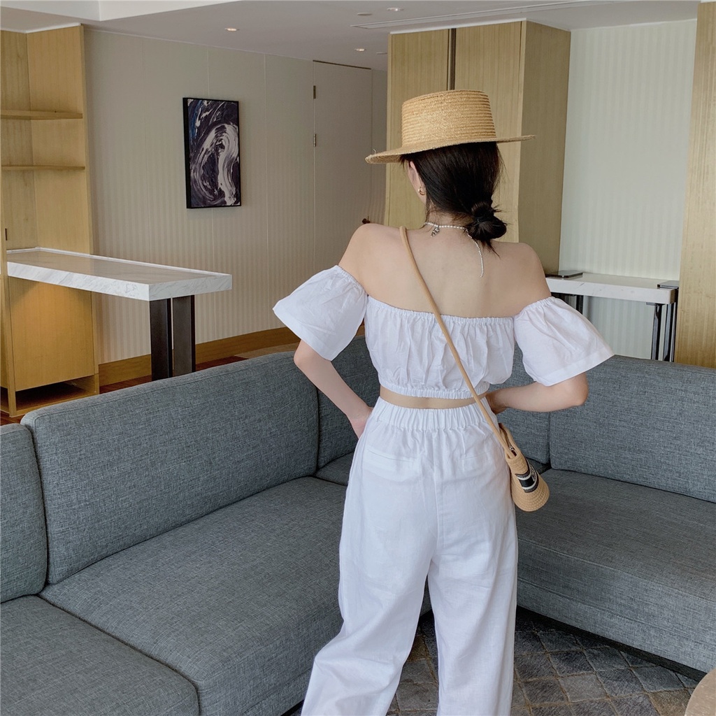 Set đồ trắng linen siêu mát siêu xinh