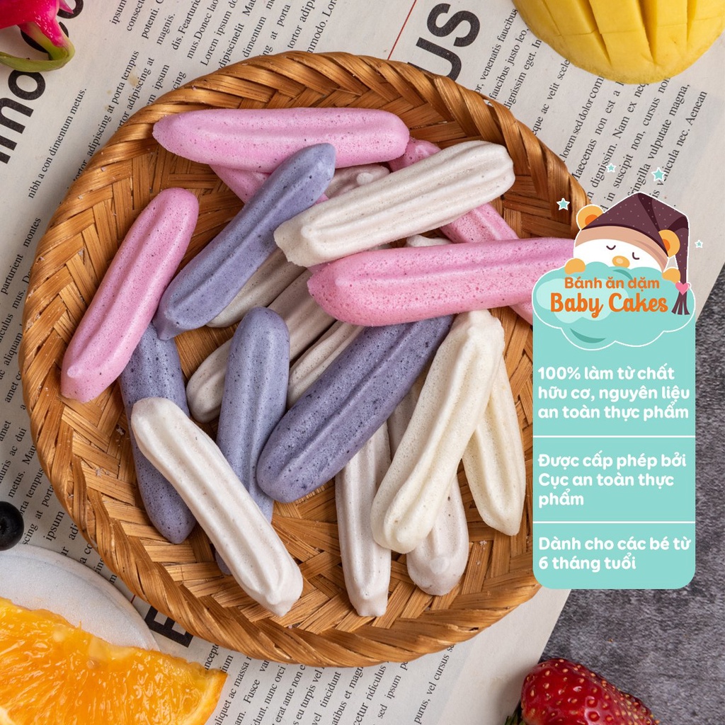 Bánh ăn dặm sữa chua khô Baby Cakes 800ml cho bé từ 6 tháng tuổi vị rau củ cung cấp dinh dưỡng
