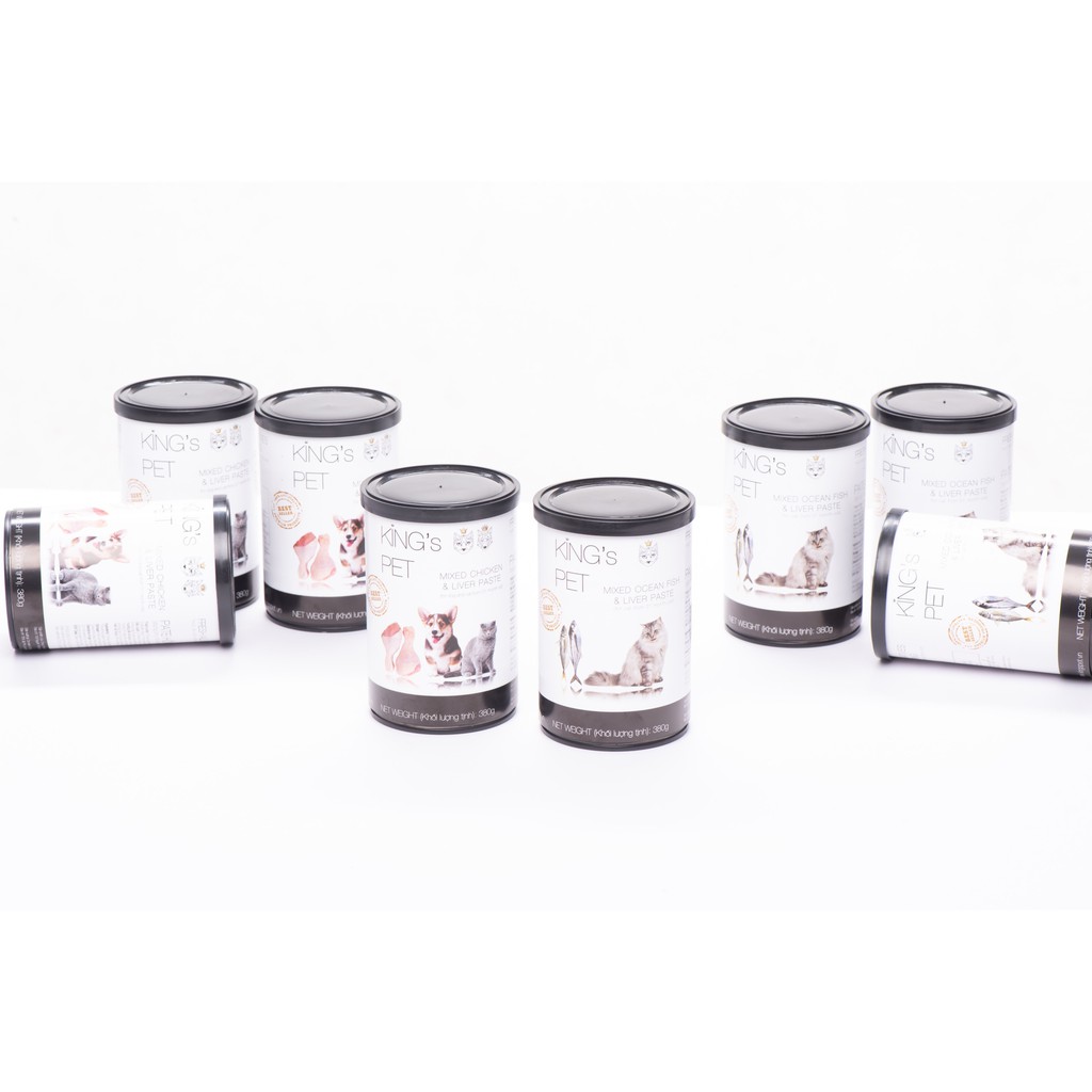 [Combo 12 lon] Pate lon King's Pet cho chó mèo - 380gr (Gà/Cá/Cá hồi/Giò heo).