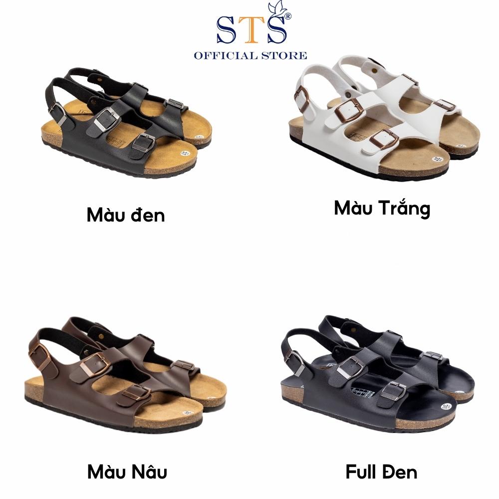 Dép sandal quai ngang Birken quai hậu đế trấu 3 lớp Da PU cao cấp unisex nam nữ STPU02