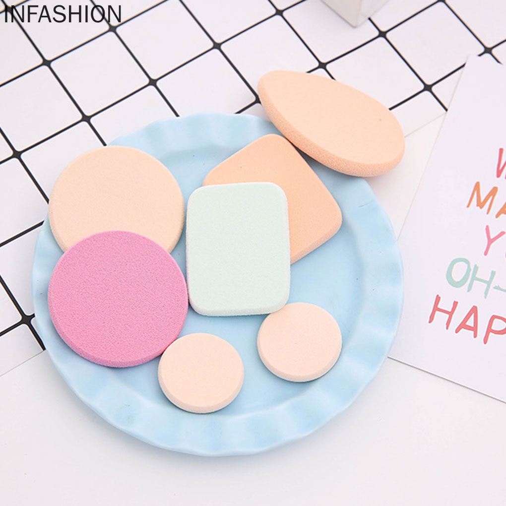 [Hàng mới về] Set 7 mút trang điểm có thể sử dụng khô và ướt tiện lợi hợp vệ sinh