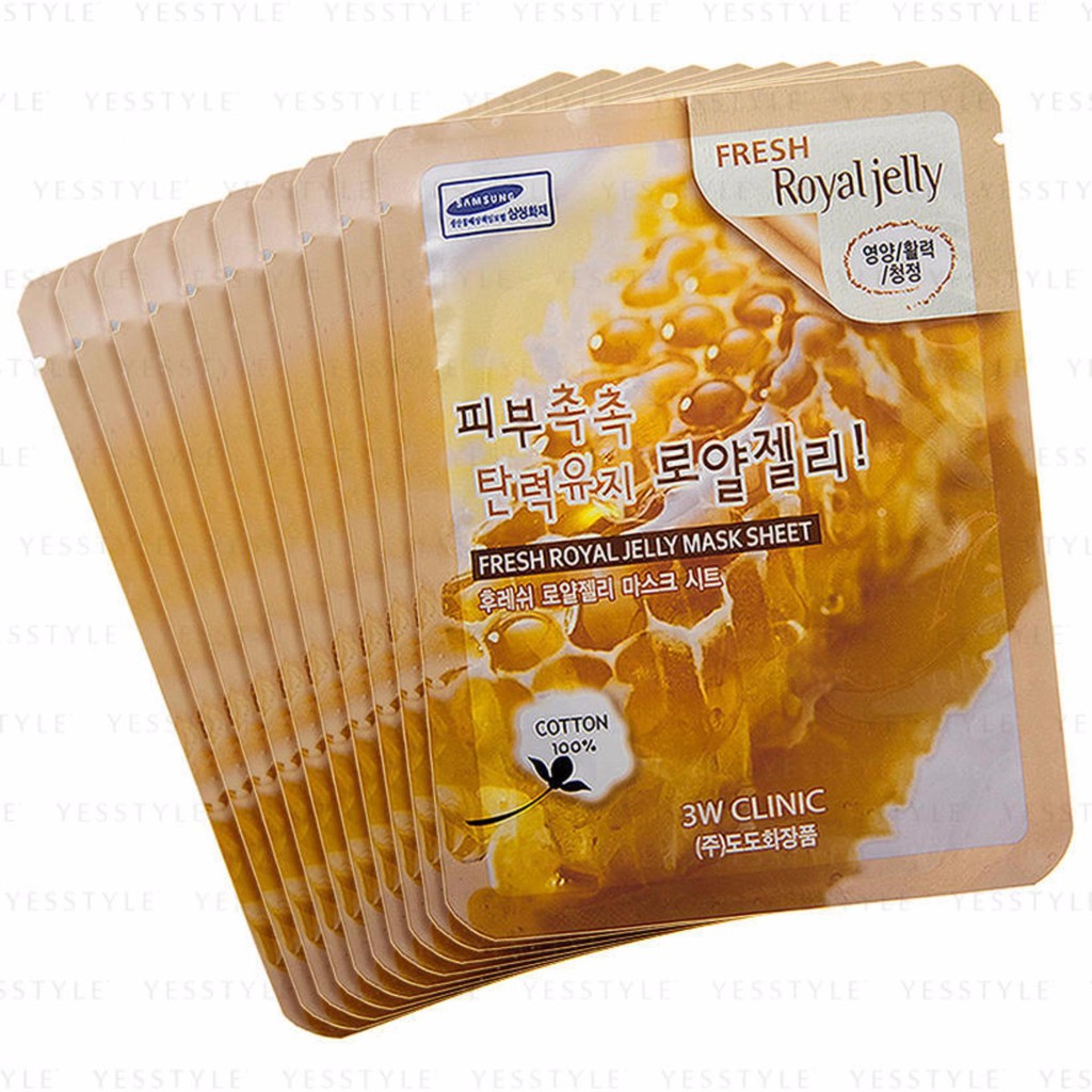 Combo 10 Gói Mặt Nạ Chiết Xuất Sữa Ong Chúa 3W Clinic Fresh Royal Jelly Mask Sheet (23ml x 10)