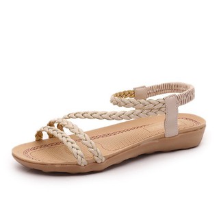 SANDAL NỮ 2 DÂY NGANG GÓT THUN CO DÃN