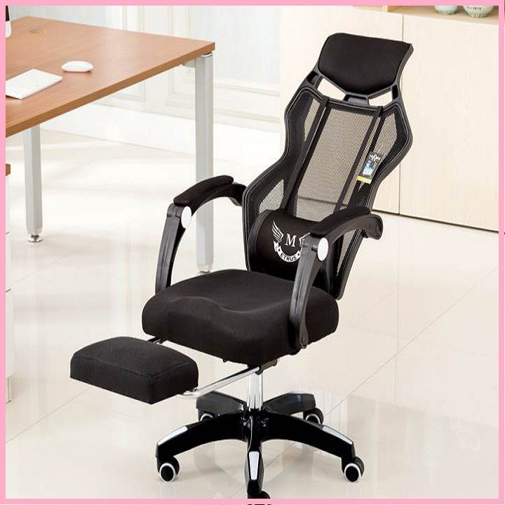 re0575 Ghế xoay văn phòng gaming thiết kế hiện đại nghiêng góc 155 độ có gác chân cực đẹp đen trắng | BigBuy360 - bigbuy360.vn