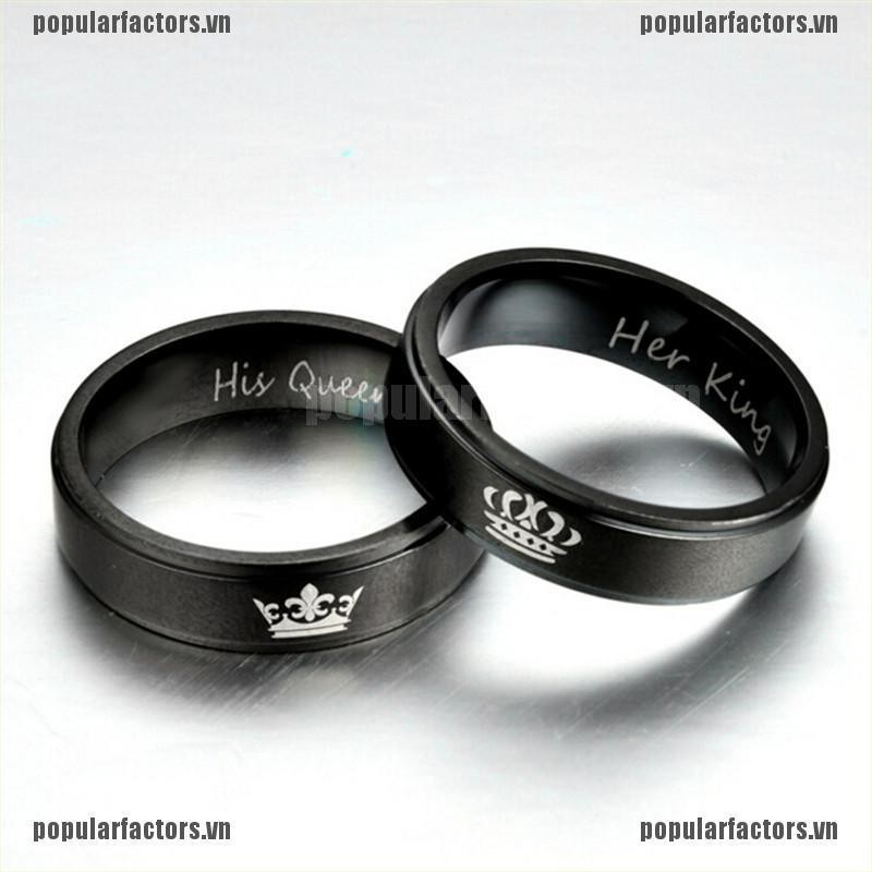 Nhẫn Kim Loại Khắc Chữ His QUEEN / HER KING