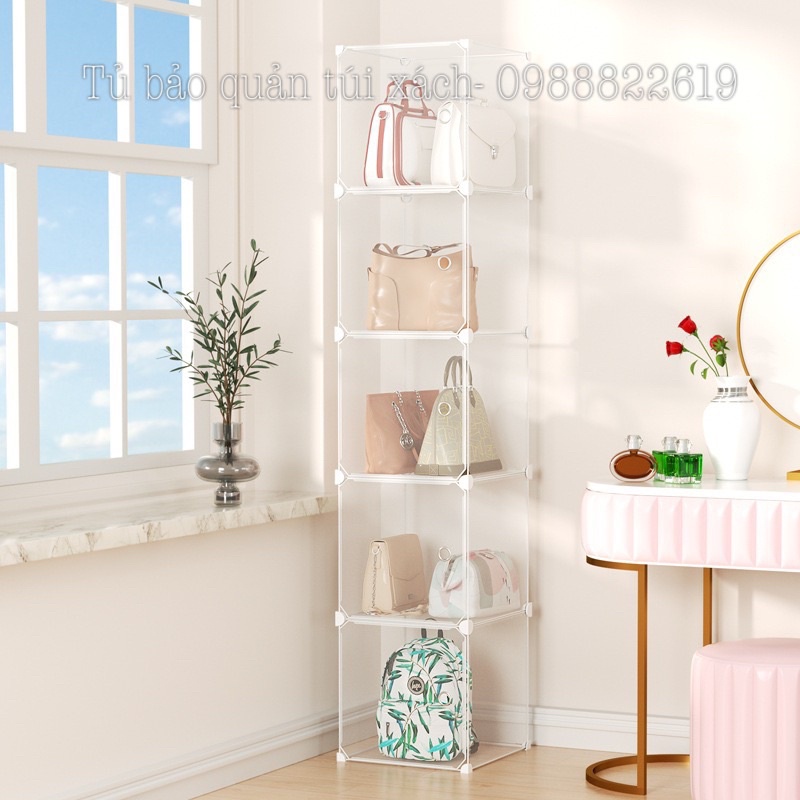 Tủ nhựa 5 ô, tủ đựng bảo quản balo, túi xách siêu xink.