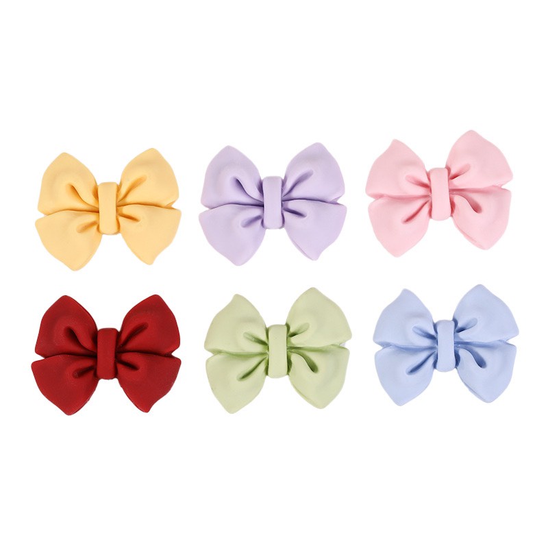 Charm (C509) slime/ Dụng Cụ Charm Trang Trí [Ko Keo &amp; Nút] Hình Nơ Màu Pastel Hàn Quốc (2.6x3.2cm) - 01 Cái