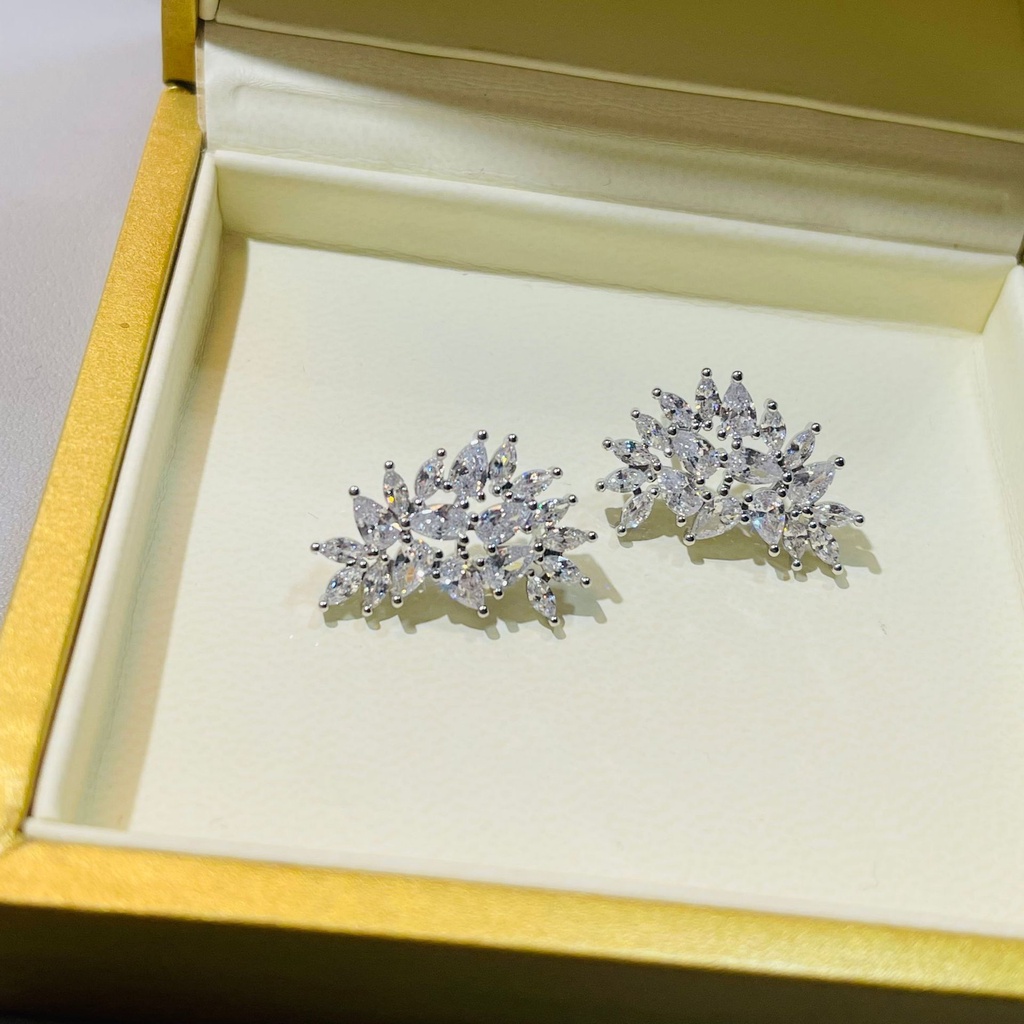 Bông Tai Mạ Bạc 925 Đính Kim Cương Toàn Diện Cao Cấp Thời Trang 2022