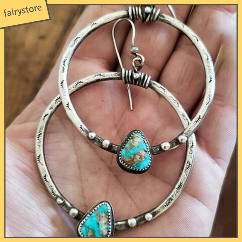 1 Đôi Bông Tai Tròn Đính Đá Phong Cách Vintage Dành Cho Nữ