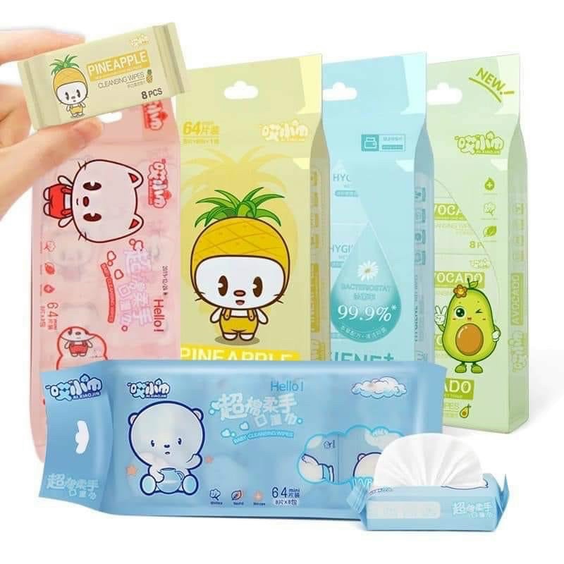 Set 8 gói  Khăn Ướt Mini Bỏ Túi Du Lịch Tiện Lợi