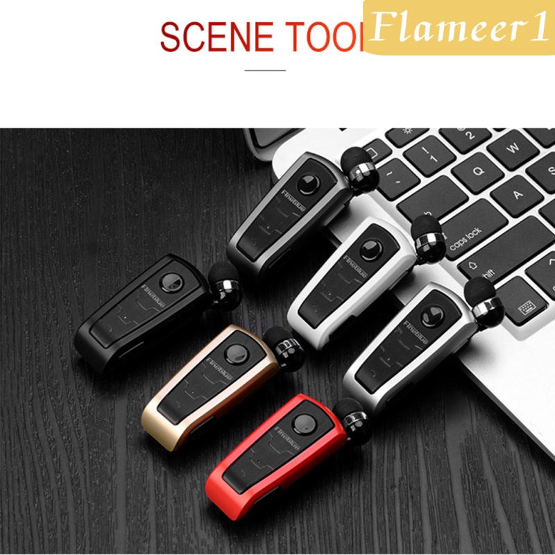 Tai nghe nhét tai bluetooth có kẹp gắn cổ áo cho điện thoại thông minh màu đen