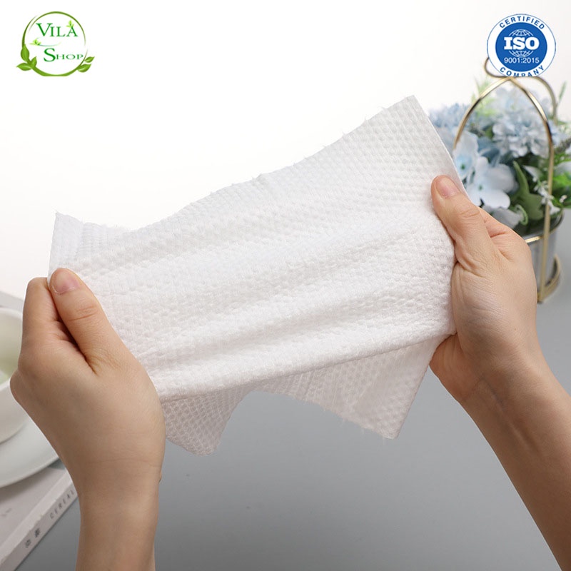 Khăn Mặt Khô Dùng 1 Lần, Khăn Tẩy Trang Lau Khô Lau Ướt, Chất Vải Không Dệt Thành Phần 100% Xơ Từ Thiên Nhiên An Toàn