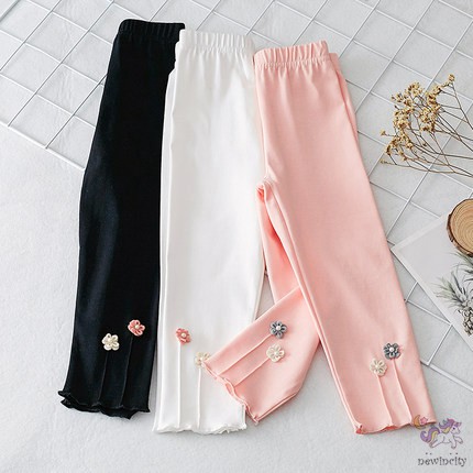 Quần legging thêu hoa phong cách thời trang cho bé gái