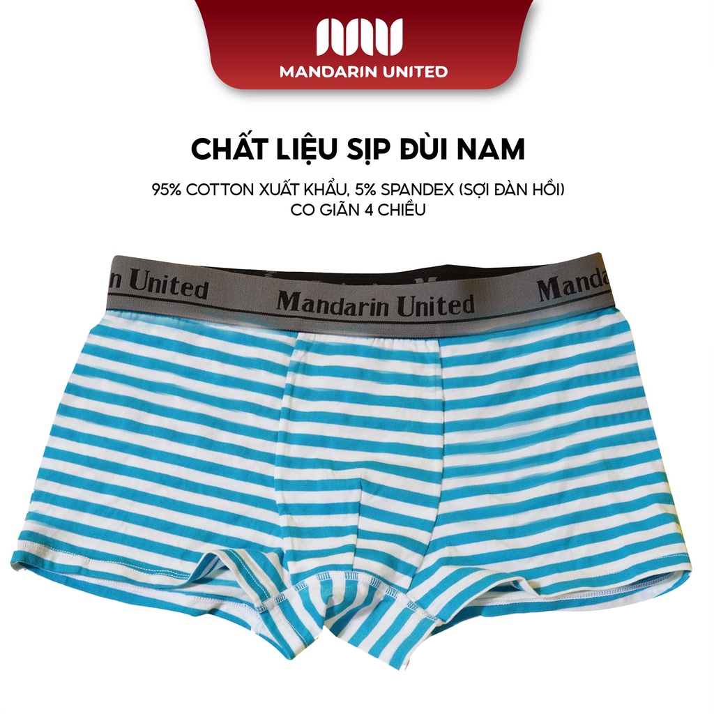 Quần lót nam MANDARIN UNITED sịp đùi họa tiết kẻ cotton cao cấp - MUCSD002