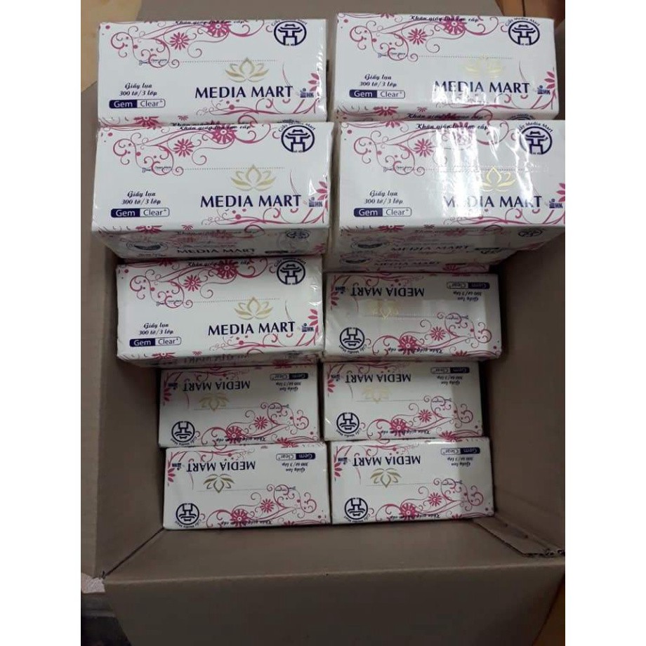 [G02] Khăn giấy rút đa năng MEDIA MART 3 lớp loại tốt, 300 tờ. S030