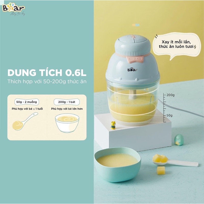 [ CHÍNH HÃNG] Máy Xay Bear 0,6 Lít Tích Hợp 2 Chức Năng Xay Mẫu Mới