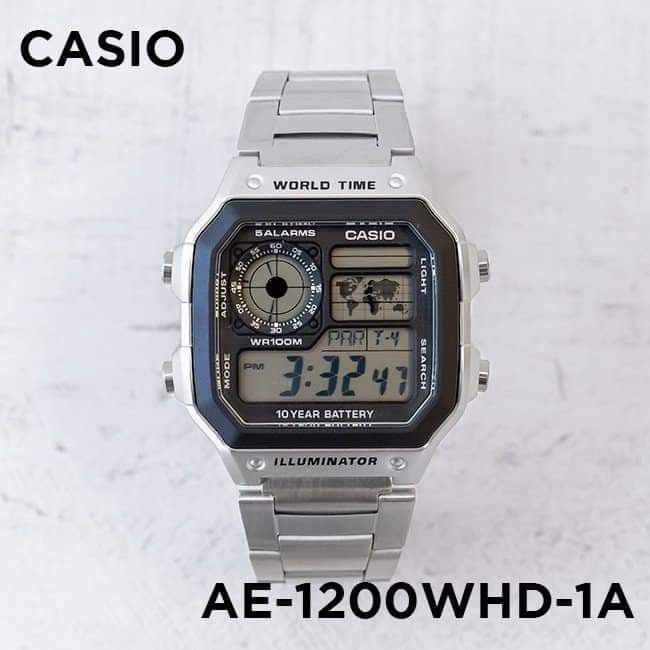 Đồng hồ điện tử nam casio AE1200-WHD Vỏ thép không gỉ máy Nhật chống nước siêu đẹp siêu bền tuyệt kĩ chống nước 3ATM