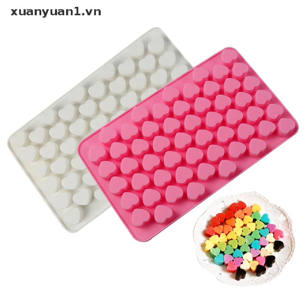 Khuôn Silicone Làm Đá / Sô Cô La 55 Ô Trái Tim Mini