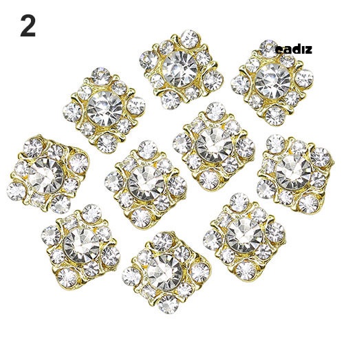 Bộ 10 Phụ Kiện Trang Trí Móng Tay Nghệ Thuật Bằng Hợp Kim Đính Đá Pha Lê Xinh Xắn DIY