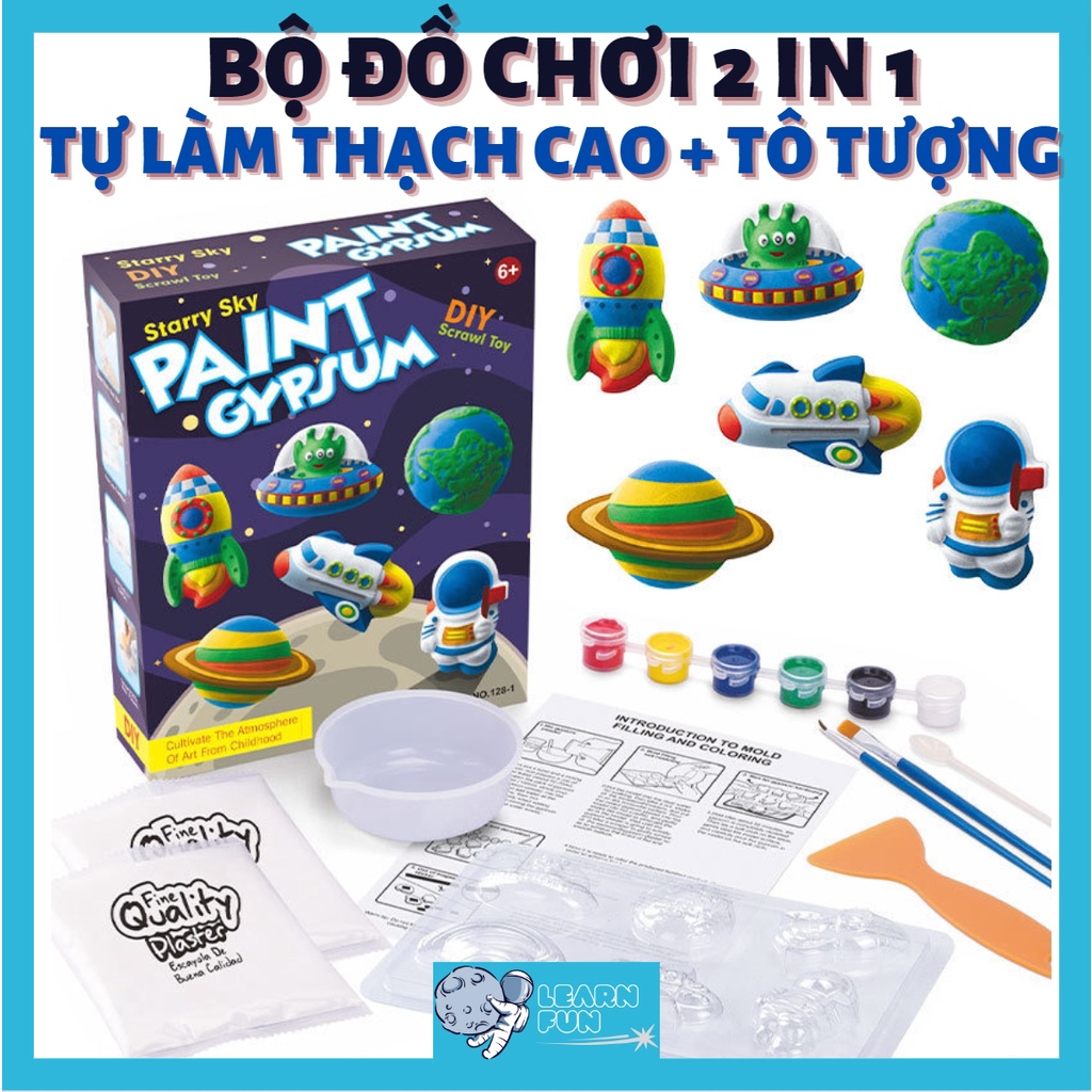 Bộ Đồ Chơi Giáo Dục Bé Tô Tượng Tự Làm Thạch Cao Phát triển tư duy sáng tạo cho bé Kèm Sẵn Màu Nước Cọ Vẽ