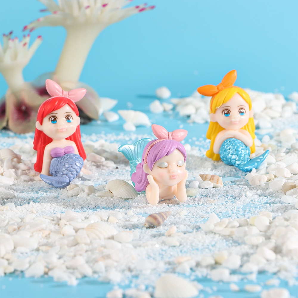 Đồ trang trí Nàng Tiên Cá Thu Nhỏ Nhiều Màu Sắc Dùng Trang Trí Tiểu Cảnh Sân Vườn DIY