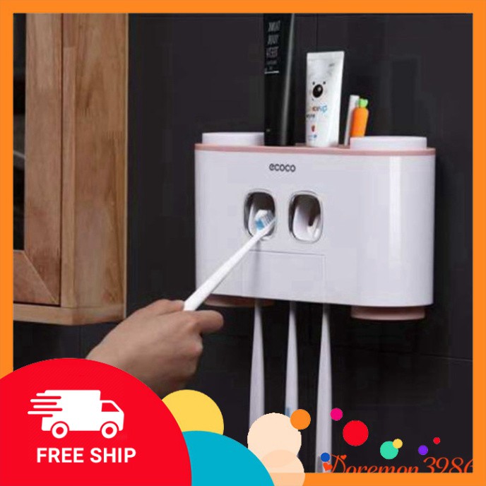 [FREE SHIP] 💥[RẺ VÔ ĐỊCH]💥Bộ Nhả Kem Đánh Răng ECOCO 2 Ngăn,4 Cốc,Thế Hệ Mới Cao Cấp💥SIÊU HOT💥