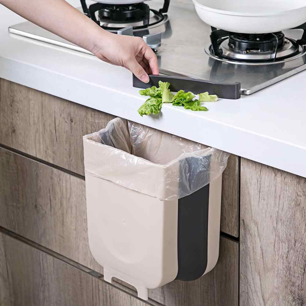 Thùng rác gấp gọn thông minh kẹp tủ nhà bếp tiện dụng - màu cà phê