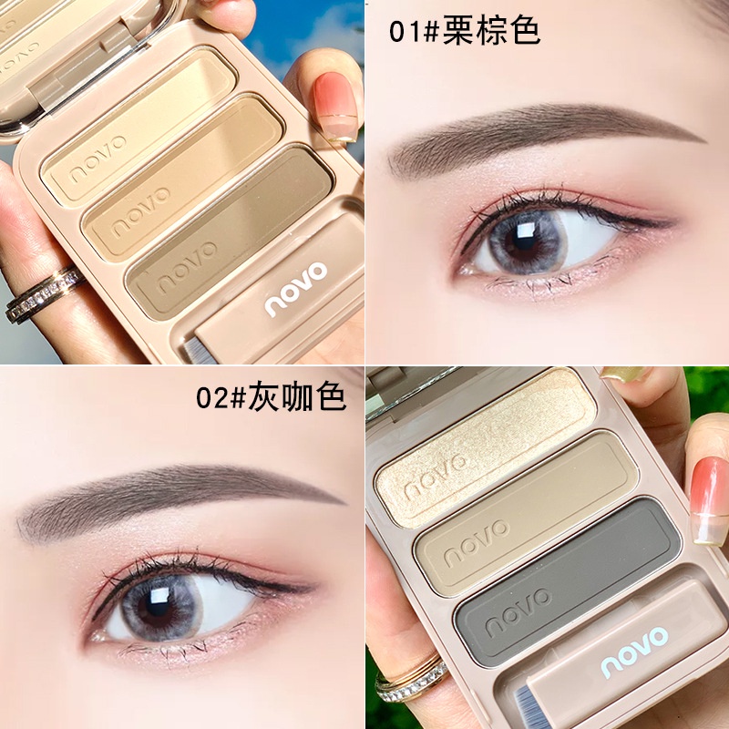 Bột Kẻ Mày NOVO Ba Màu Không Thấm Nước, Không Thấm Mồ Hôi, Lâu Trôi, Không Dễ Xuống Màu, Làm Bóng Chân Lông. | BigBuy360 - bigbuy360.vn