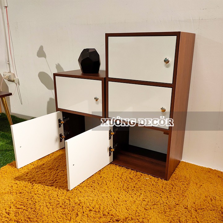 Bộ 2 Tủ hộp gỗ cao cấp chống ẩm 2-3 tầng cho trẻ em