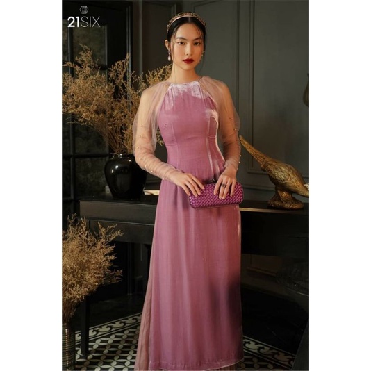 Áo Dài nhung trơn đủ màu truyền thống vải nhưng dày loại 1