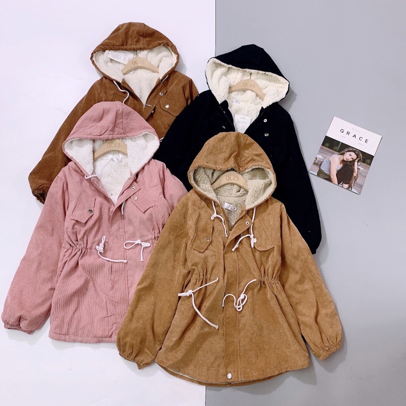 BÁN SỈ ÁO PARKA TĂM NHUNG LÓT LÔNG CÓ MŨ 3 MÀU CHO NỮ | BigBuy360 - bigbuy360.vn