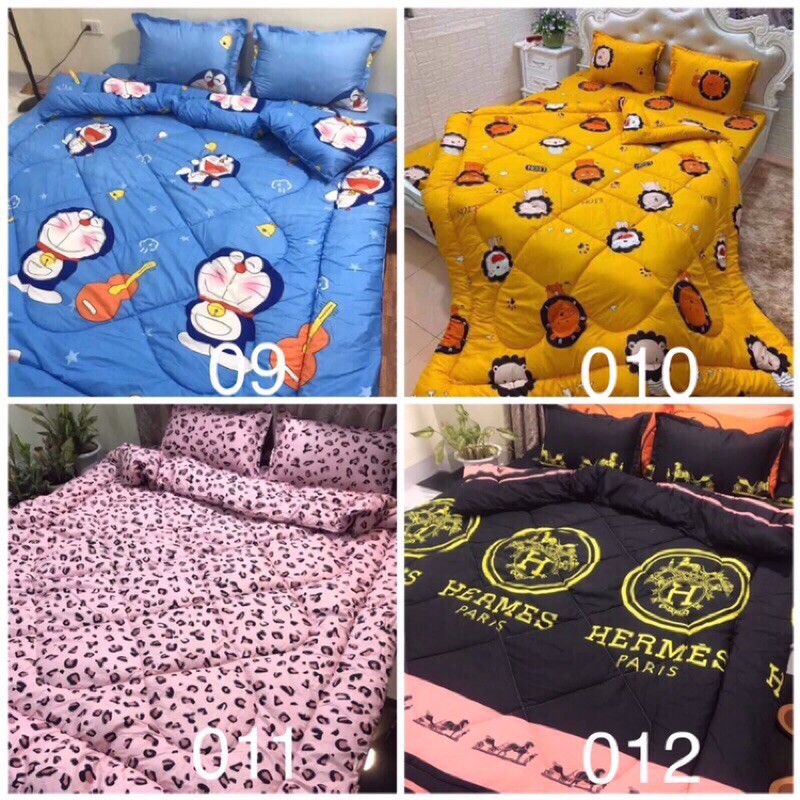 Trọn bộ 5 món ga gối chăn phao poly cotton có ruột bông dày loại 1( ib chọn mẫu ) | BigBuy360 - bigbuy360.vn